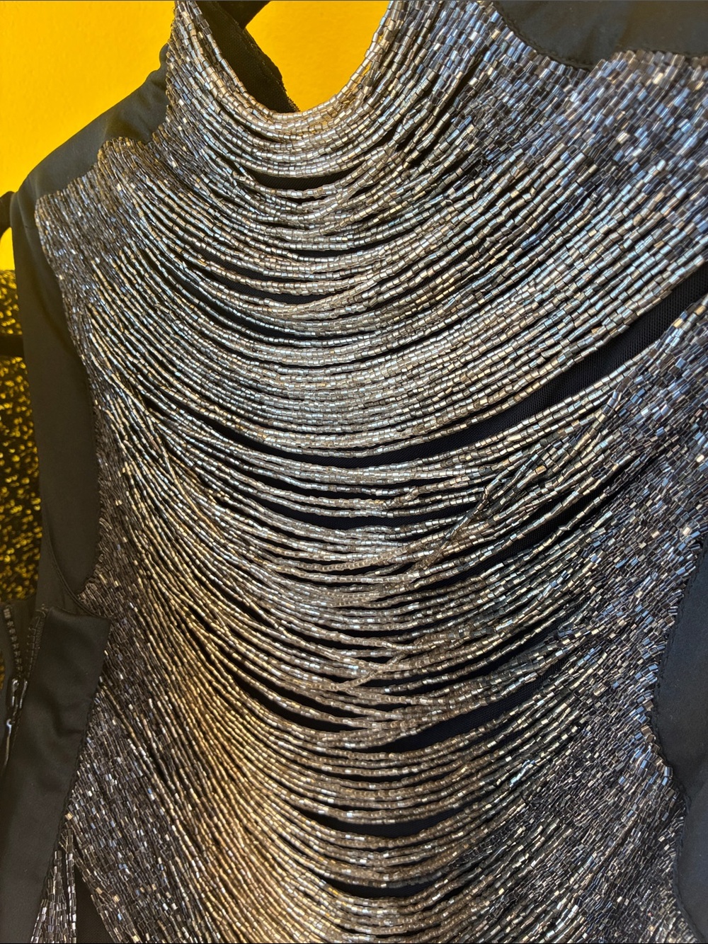 Cult Gaia Black Top with Silver Metallic Draped Front - Picture 5 of 6